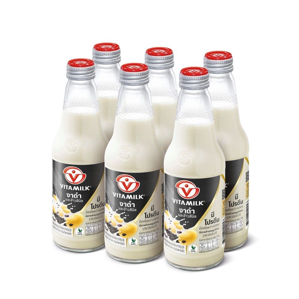 VITAMILK DOUBLE BLACK SOY MILK [ GLASS BOTTLE ] 300ML [HALAL]