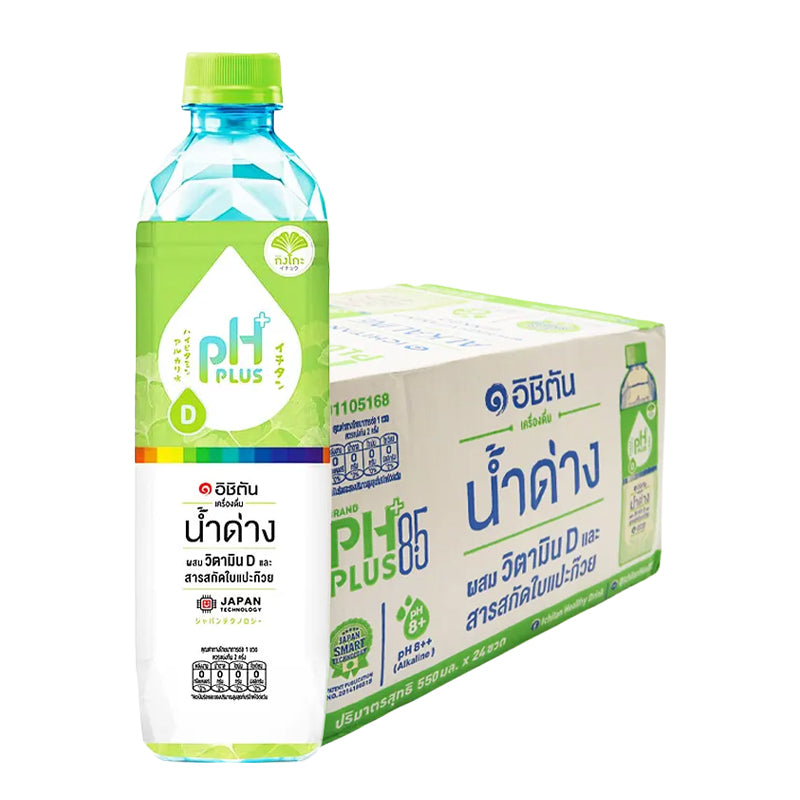 ICHITAN ALKALINE DRINK PH+ PLUS VITAMIN D GINKGO | VITAMIN B B1,B3,B5,B6,B7 550MLX24S[1 BOX]