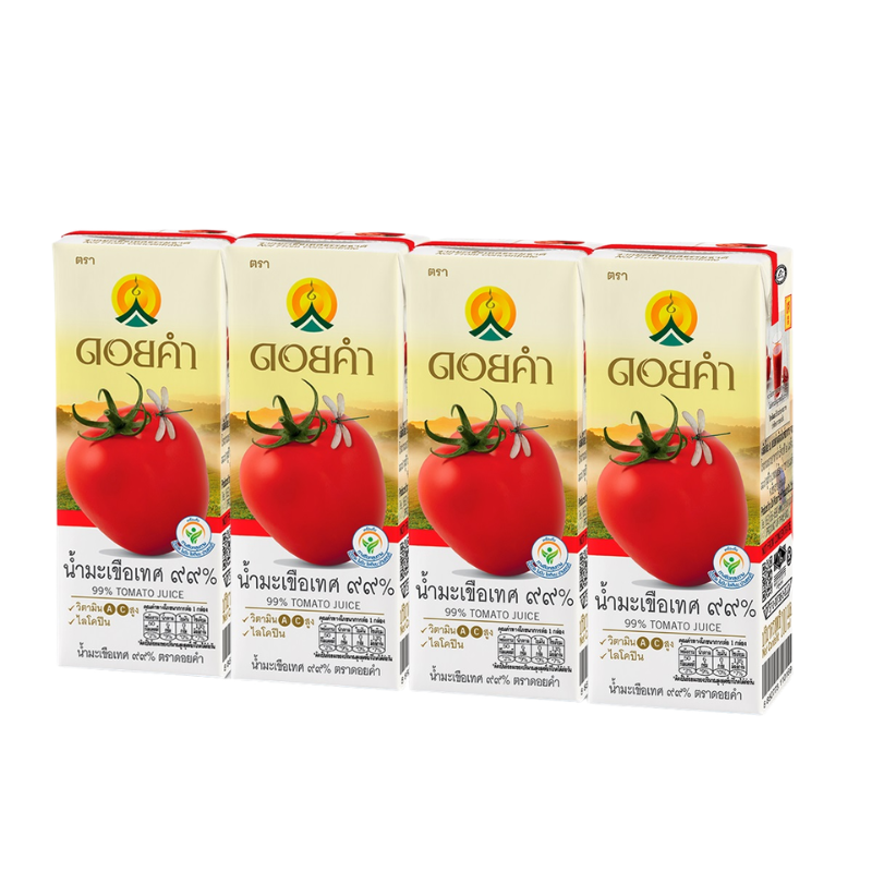 DOL KHAM BRAND 99% TOMATO JUICE | TOMATO MIXED FRUIT JUICE MOCKTALL 200MLX4S