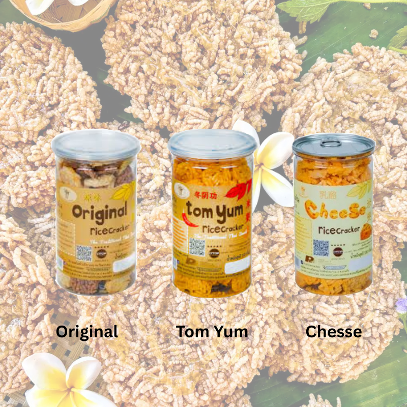 Rice Cracker Thai Snack Original | Tom Yum | Cheese  (Thaweephan) Can